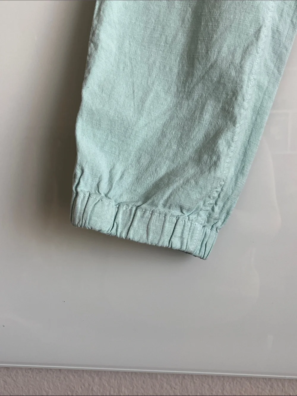 Frank & Eileen Jameson Linen Cotton Blend Seafoam Blue Jogger Pants Size 8